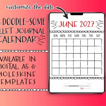 mockup of an ipad with a bullet journal calendar